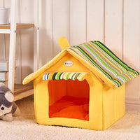 Striped Dog & Cat Bed with Removable Cover – Soft Mat Pet House for Small & Medium Dogs
