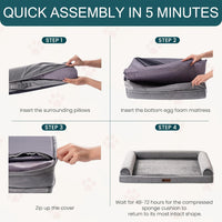 Orthopedic Dog Bed for Large Dogs – XL Egg Crate Foam Mattress with Waterproof Removable Cover
