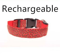 Adjustable LED Dog Collar – Safety Nylon Pet Collar with Leopard Print