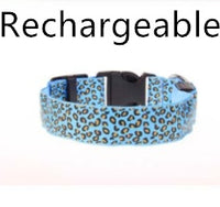 Adjustable LED Dog Collar – Safety Nylon Pet Collar with Leopard Print