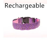 Adjustable LED Dog Collar – Safety Nylon Pet Collar with Leopard Print