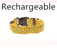 Adjustable LED Dog Collar – Safety Nylon Pet Collar with Leopard Print