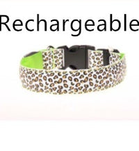 Adjustable LED Dog Collar – Safety Nylon Pet Collar with Leopard Print