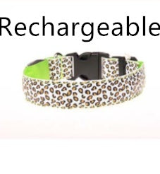 Adjustable LED Dog Collar – Safety Nylon Pet Collar with Leopard Print