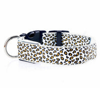 Adjustable LED Dog Collar – Safety Nylon Pet Collar with Leopard Print