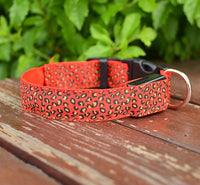 Adjustable LED Dog Collar – Safety Nylon Pet Collar with Leopard Print