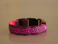 Adjustable LED Dog Collar – Safety Nylon Pet Collar with Leopard Print