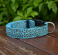 Adjustable LED Dog Collar – Safety Nylon Pet Collar with Leopard Print