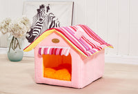 Striped Dog & Cat Bed with Removable Cover – Soft Mat Pet House for Small & Medium Dogs