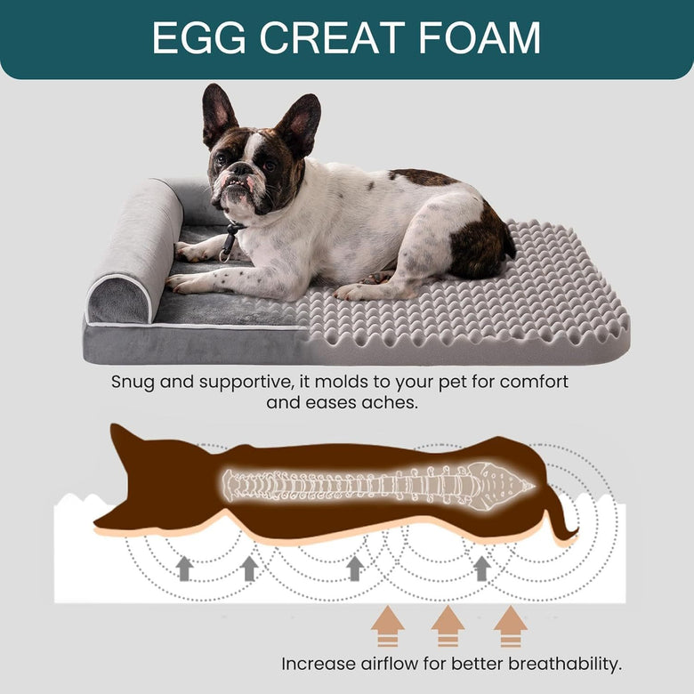 Orthopedic Dog Bed for Large Dogs – XL Egg Crate Foam Mattress with Waterproof Removable Cover