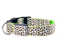 Adjustable LED Dog Collar – Safety Nylon Pet Collar with Leopard Print