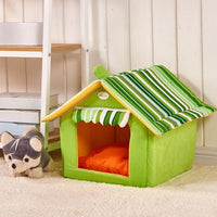 Striped Dog & Cat Bed with Removable Cover – Soft Mat Pet House for Small & Medium Dogs