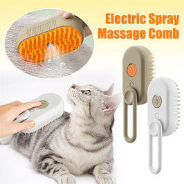 3-in-1 Cat & Dog Steam Brush – Electric Pet Grooming Comb with Spray, Massage & Hair Removal