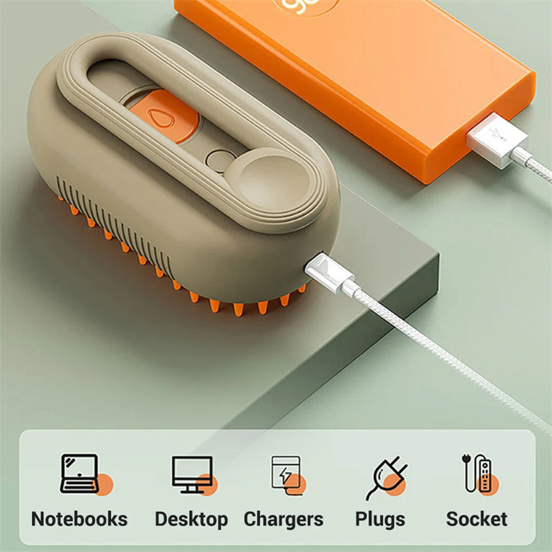 3-in-1 Cat & Dog Steam Brush – Electric Pet Grooming Comb with Spray, Massage & Hair Removal