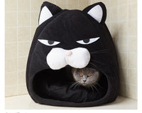 Cartoon Fleece Pet Bed – Warm Cozy House for Cats and Puppies