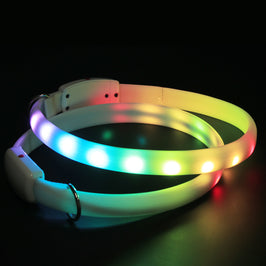 USB Rechargeable LED Dog Collar – Luminous Flashing Safety Necklace for Night Walking