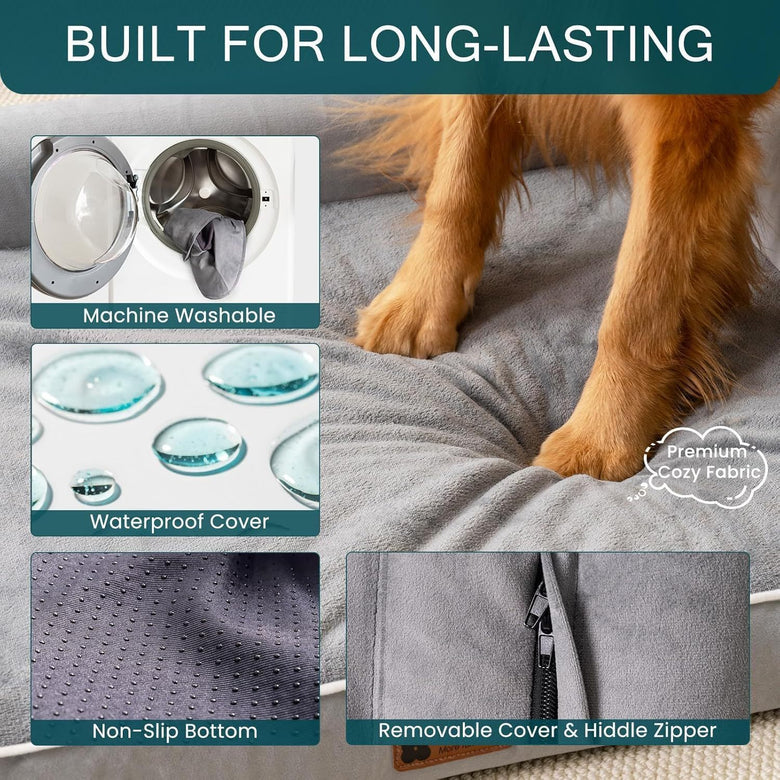 Orthopedic Dog Bed for Large Dogs – XL Egg Crate Foam Mattress with Waterproof Removable Cover